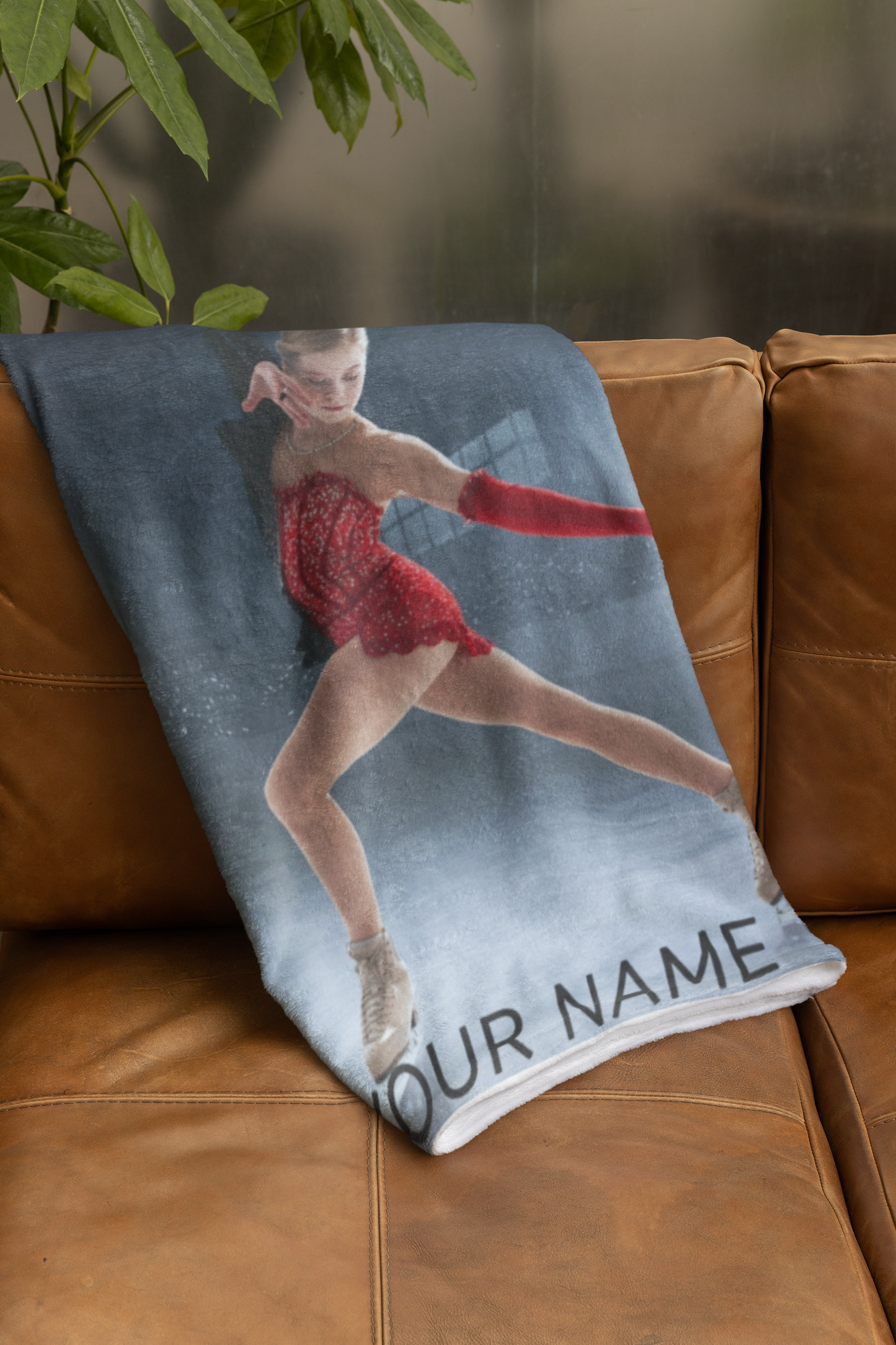 Personalized Plush Photo Ice Skating & Figure Skating Blanket – Custom Name Gift for Birthdays, Christmas, and Special Occasion