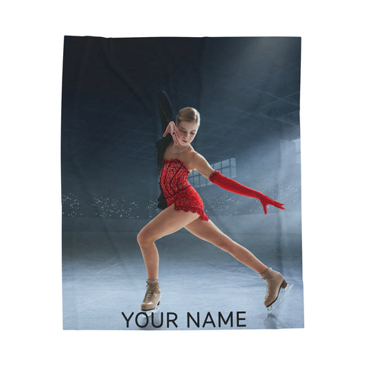 Personalized Plush Photo Ice Skating & Figure Skating Blanket – Custom Name Gift for Birthdays, Christmas, and Special Occasion