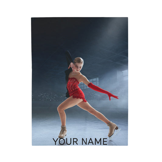 Personalized Plush Photo Ice Skating & Figure Skating Blanket – Custom Name Gift for Birthdays, Christmas, and Special Occasion